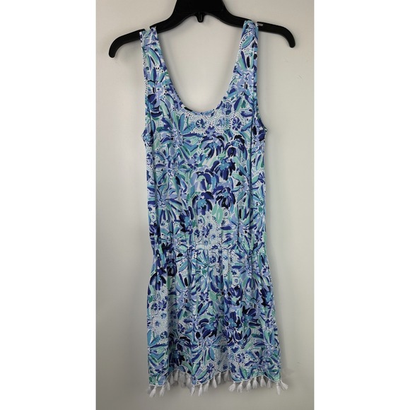 Lilly Pulitzer Jarrett Romper Iris Blue W/ Tassels Beach Vacation Resort Size XS - Picture 10 of 13